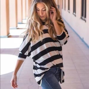 Oversized Black & White Striped Top